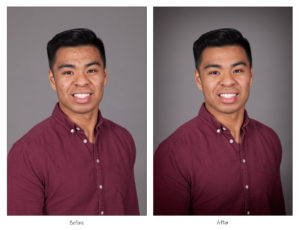 Corporate headshot before and after