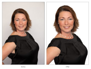 Business headshot before and after