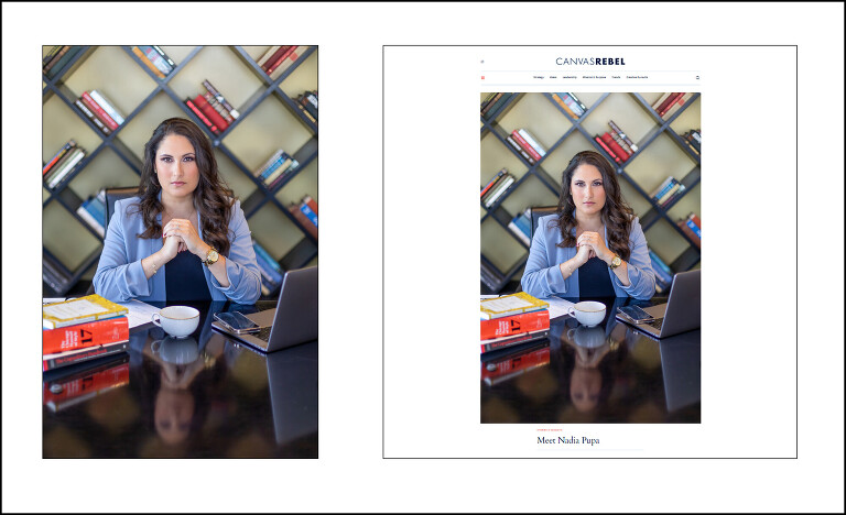 Shining Bright:  Image of brand photo for Pique Publishing of Nadia Pupa and how she is using the image for her business's marketing