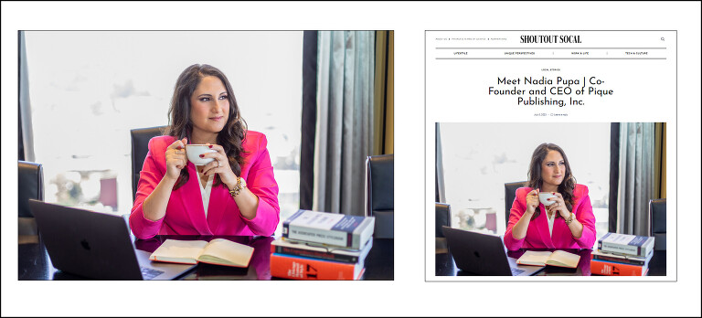 Shining Bright: Image of brand photo for Pique Publishing of Nadia Pupa and how she is using the image for her business's marketing